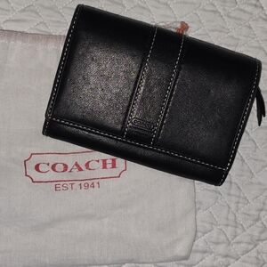 Coach Black Leather Compact Wallet